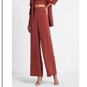 Super High Waisted Satin Wide Leg Pant